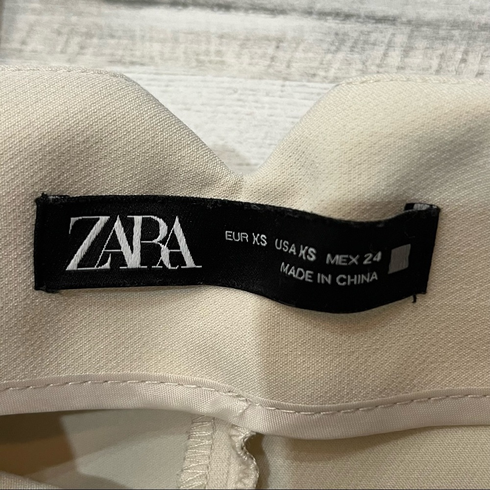 Zara Cream High-Waisted Trousers - Picture 7 of 8